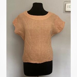 12-28 Viola Borghi 100% Linen Top Orange Small